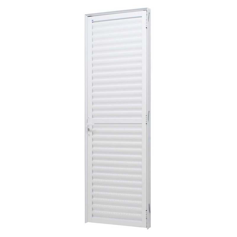 Porta De Giro Em Alumínio Branco Caribe Max 215x70x6cm Esquerda Com Ventilação Jap