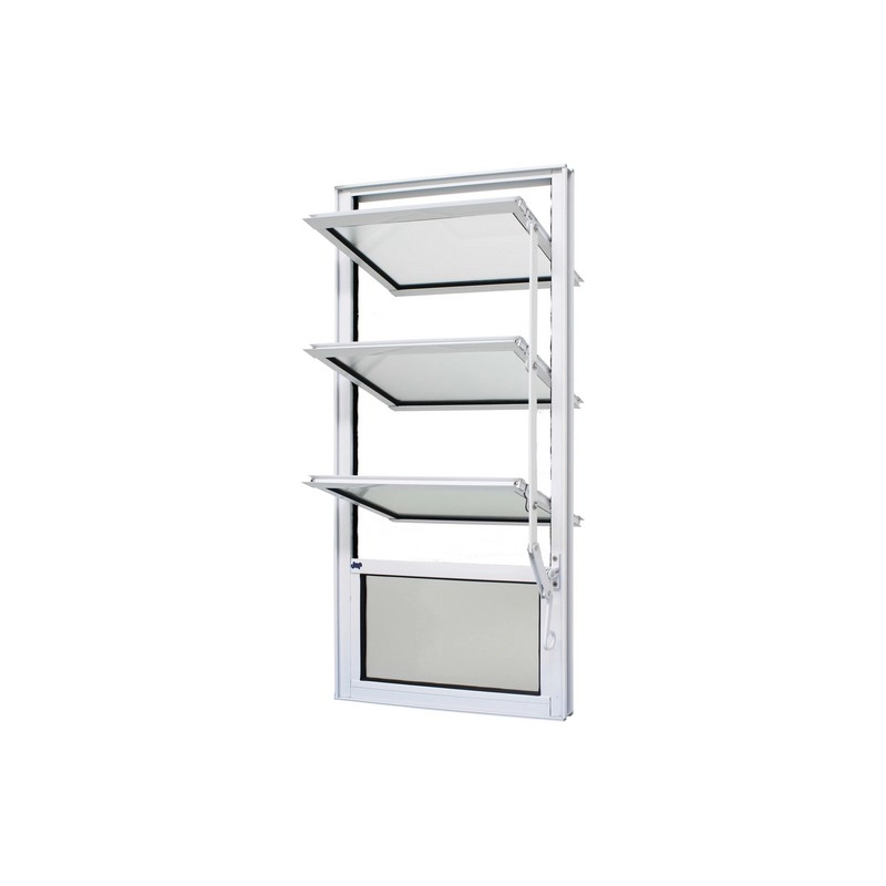 Janela Basculante Em Alumínio Branco Duraline Fix 80x80x3cm 4 Folhas Jap