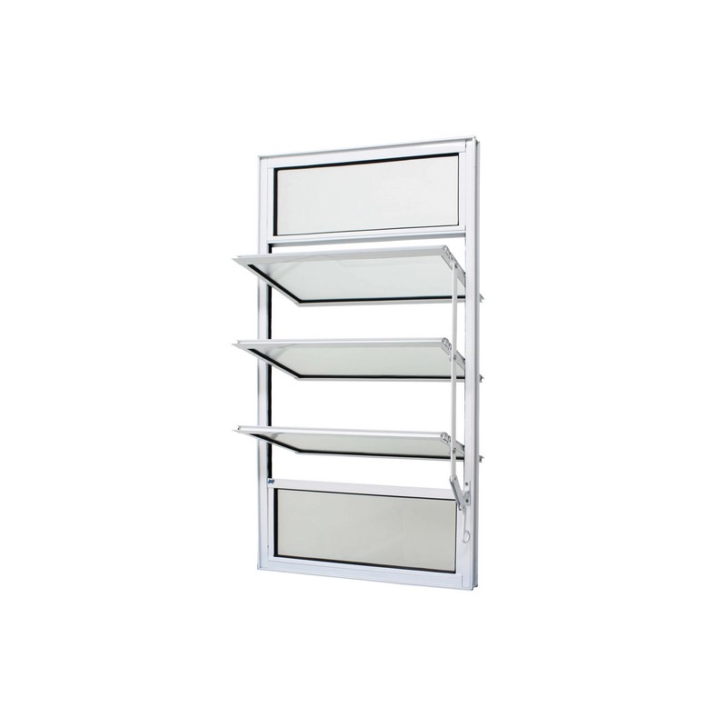 Janela Basculante Em Alumínio Branco Duraline Fix 100x60x3cm 5 Folhas Jap