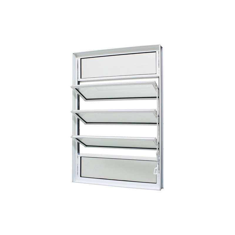 Janela Basculante Em Alumínio Branco Caribe Max 100x60x6cm 5 Folhas Jap