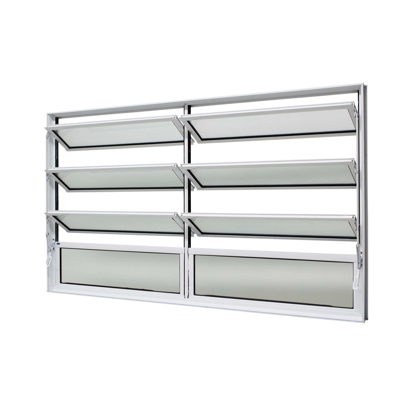 Janela Basculante Em Alumínio Branco Caribe Max 80x200x6cm 8 Folhas Jap