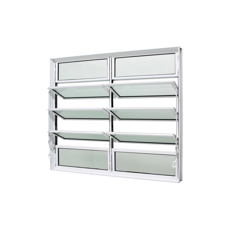Janela Basculante Em Alumínio Branco Caribe Max 100x150x6cm 10 Folhas Jap