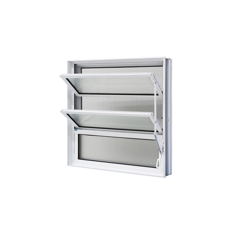 Janela Basculante Em Alumínio Branco Caribe Max 60x80x10,2cm 3 Folhas C/ Tela Jap
