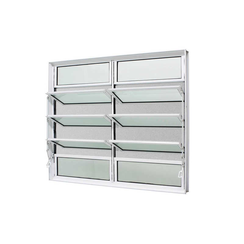 Janela Basculante Em Alumínio Branco Caribe Max 100x120x10,2cm 10 Folhas C/ Tela Jap