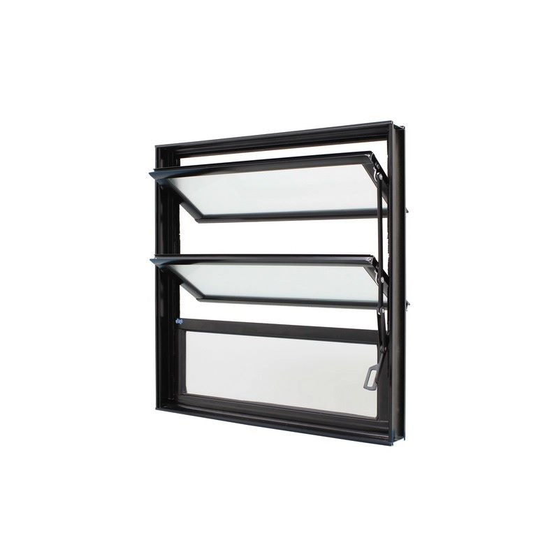 Janela Basculante Em Alumínio Preto Caribe Max 60x40x6cm 3 Folhas Jap
