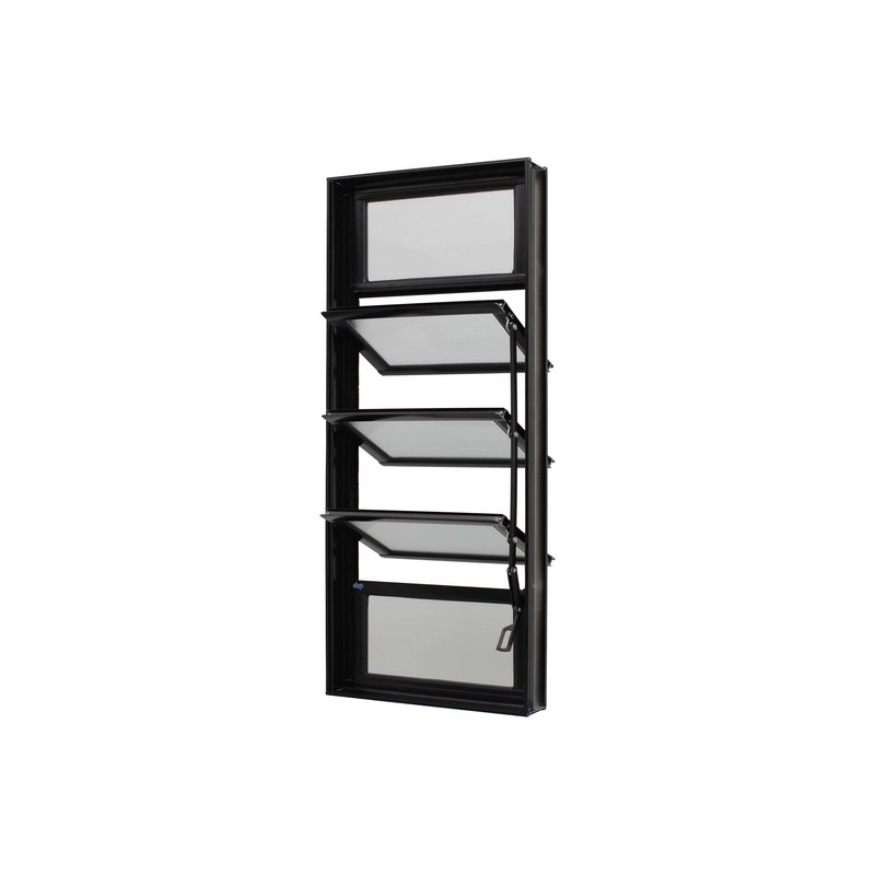 Janela Basculante Em Alumínio Preto Caribe Max 100x40x6cm 5 Folhas Jap