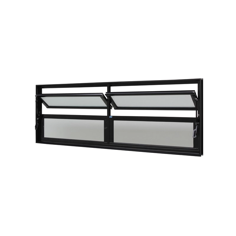 Janela Basculante Em Alumínio Preto Caribe Max 40x120x6cm 4 Folhas Jap
