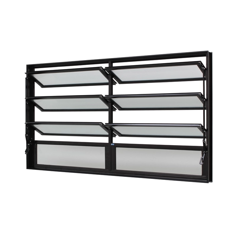 Janela Basculante Em Alumínio Preto Caribe Max 80x120x6cm 8 Folhas Jap