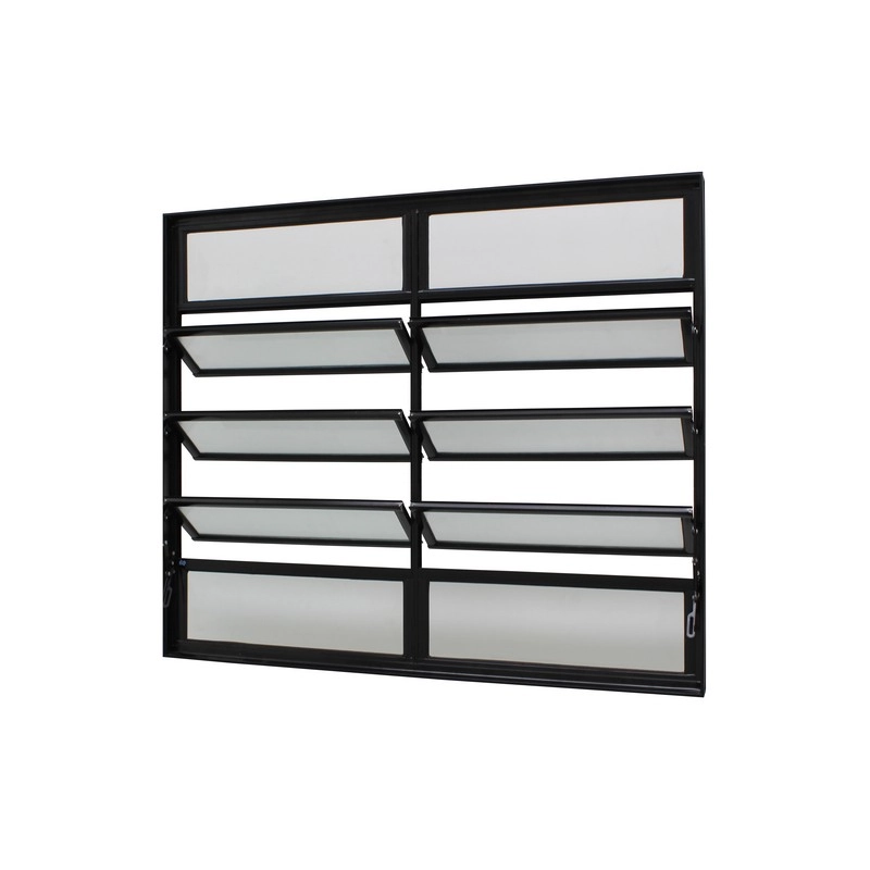 Janela Basculante Em Alumínio Preto Caribe Max 100x120x6cm 10 Folhas Jap