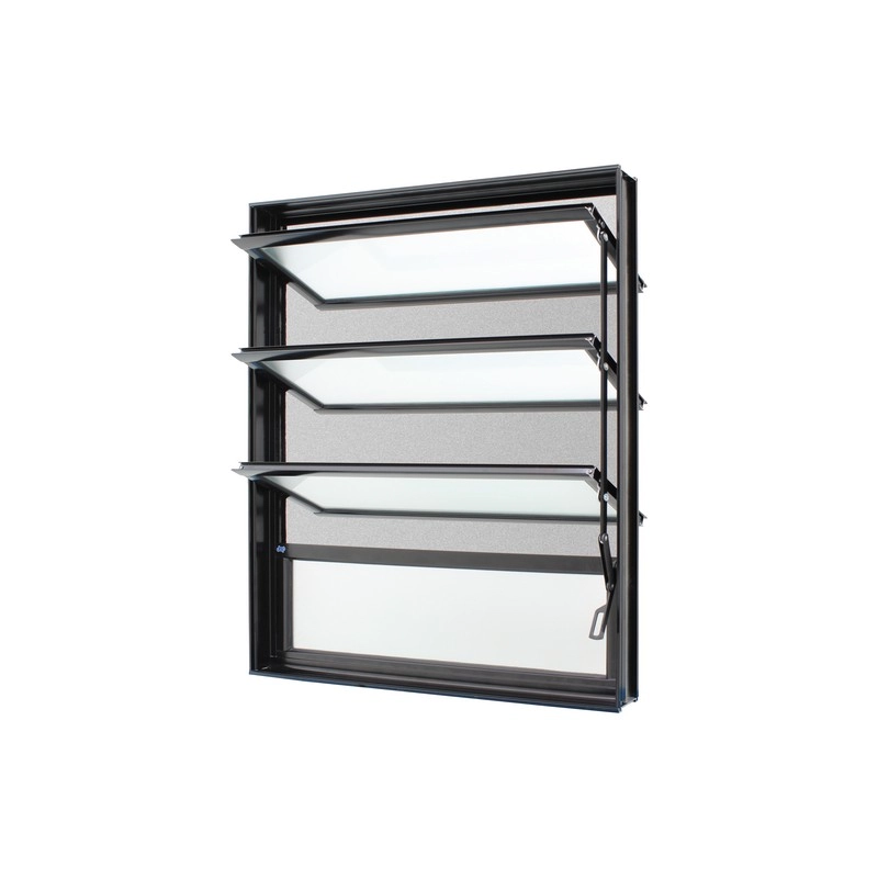 Janela Basculante Em Alumínio Preto Caribe Max 80x60x10,2cm 4 Folhas C/ Tela Jap