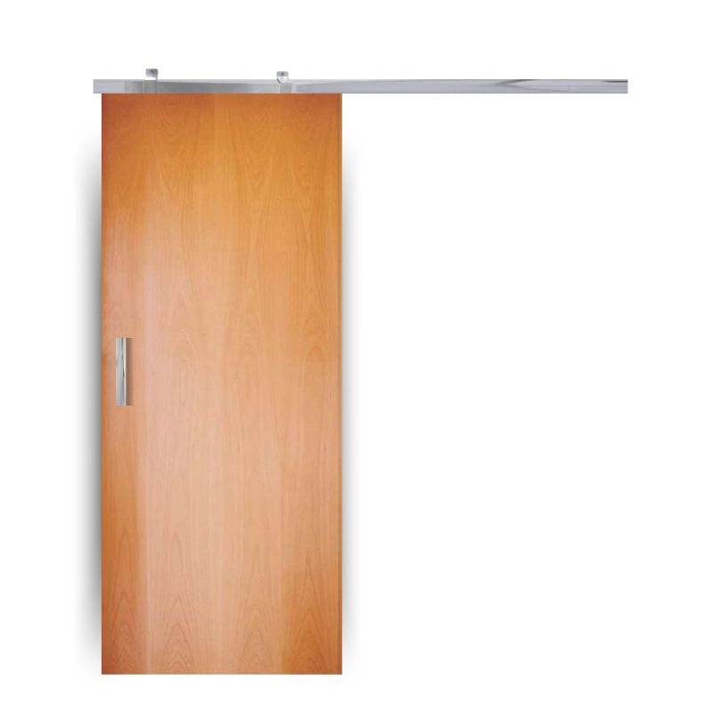 Porta De Correr Completa Lisa Em Madeira Semi Sólida 210x80 C/ Trilho De Alumínio
