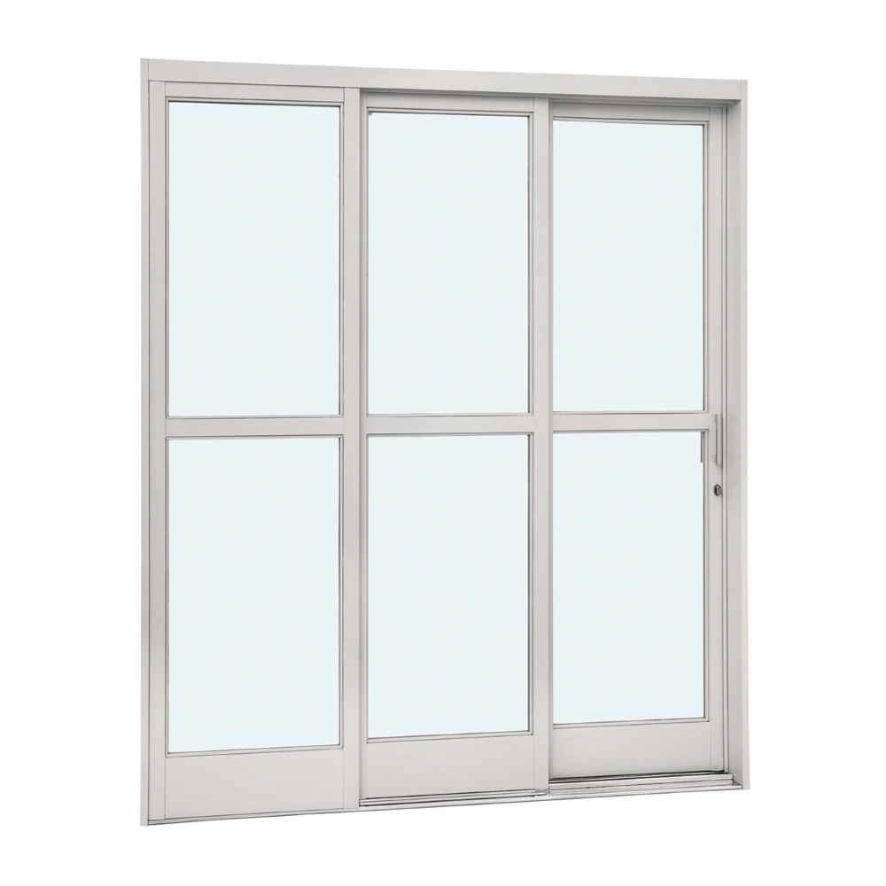 Porta De Correr Com Divisão Central Em Aço 217 X 200 X 14 Cm 3 Folhas Direita Pratika Sasazaki