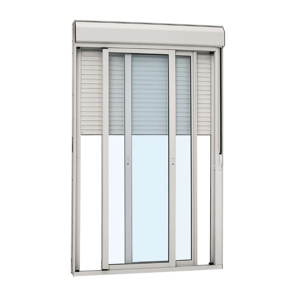 Porta Integrada Veneziana Alumínio 237 X 150 X 14cm 3 Folhas Vidro Inteiriço Alumifort Sasazaki