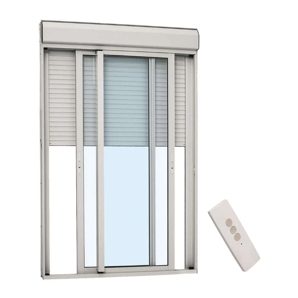 Porta Integrada Veneziana Alumínio 237 X 150 X 14cm 3 Folhas Vidro Inteiriço 110v Alumifort Sasazaki
