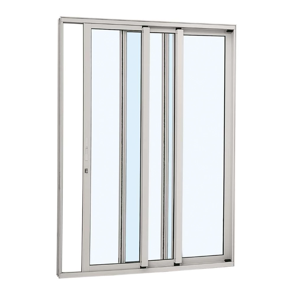 Porta De Correr Em Alumínio 216 X 160 X 12,5 Cm 3 Folhas Vidro Inteiriço Direita Alumifort Sasazaki