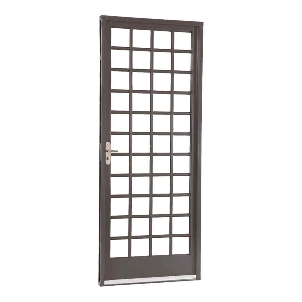 Porta De Giro Quadriculada Em Aço 217 X 87 X 12 Cm Esquerda Belfort Sasazaki
