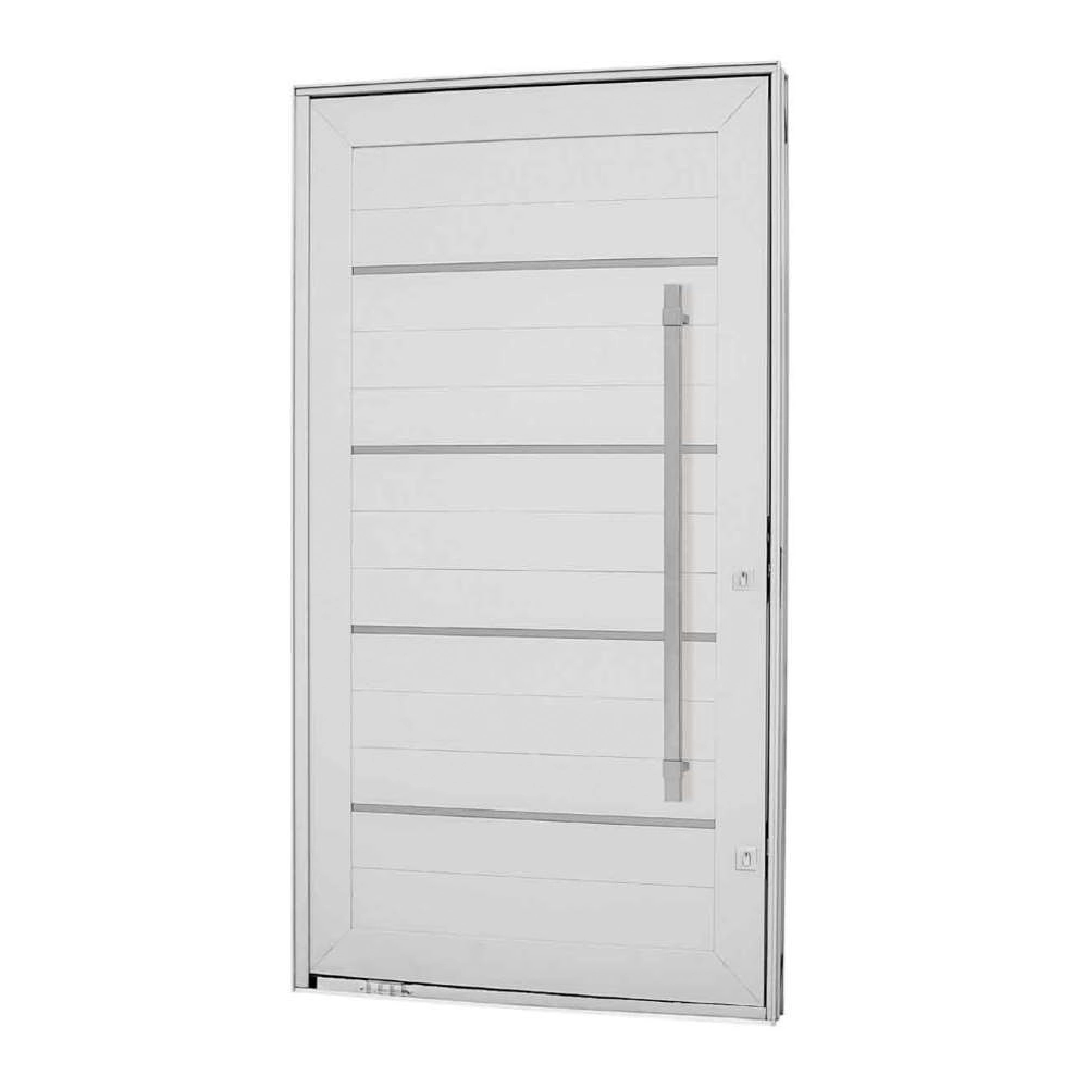Porta Pivotante Puxador Lambris Friso Alumínio 223 X 126 X 12 Cm Direita Aluminium Sasazaki