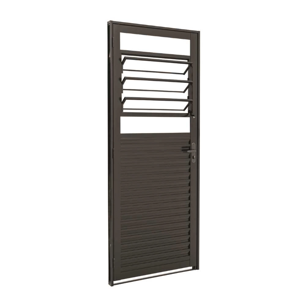 Porta De Giro Veneziana E Báscula Black Em Aço 217 X 87 X 6,5 Cm Esquerda Pratika Sasazaki