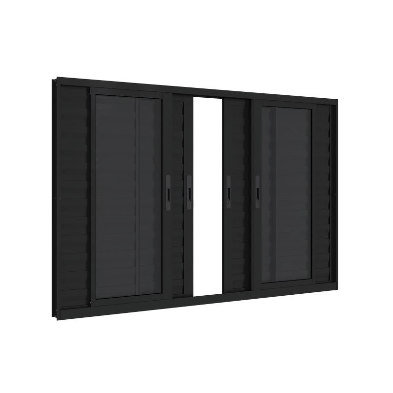 Janela Veneziana Em Alumínio 100x150 Cm 6 Folhas Preta Alumifit Sasazaki