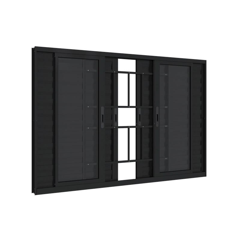 Janela Veneziana Em Alumínio Grade Classic 100x150 Cm 6 Folhas Preta Alumifit Sasazaki