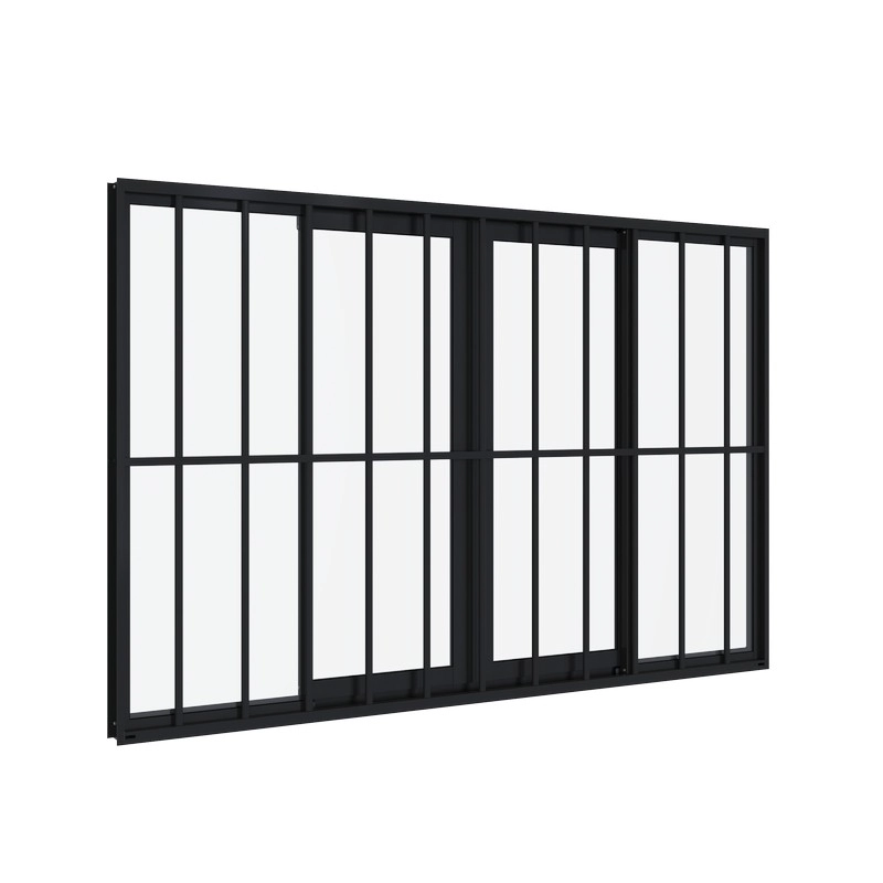 Janela De Correr Em Alumínio Grade Classic 100x150 Cm 4 Folhas Preta Alumifit Sasazaki