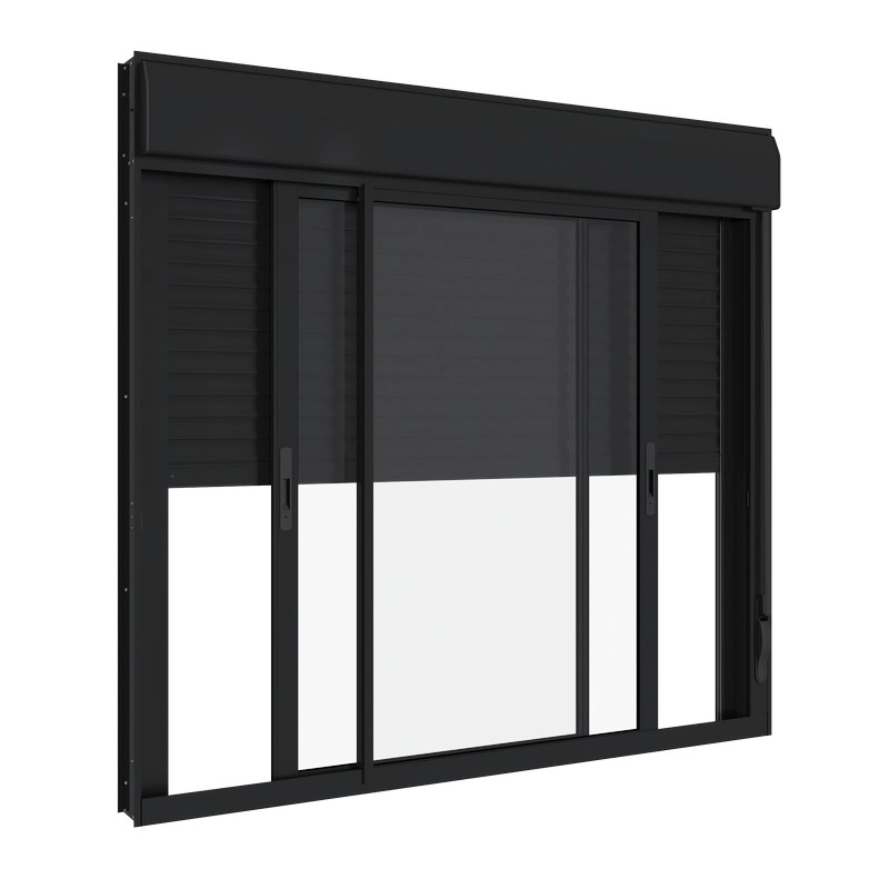 Janela Integrada Em Alumínio Veneziana 120x120 Cm 3 Folhas Preta Alumifit Sasazaki