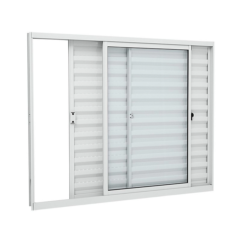 Janela Veneziana Em Alumínio 100x120 Cm 3 Folhas Direita Branca Alumislim Sasazaki
