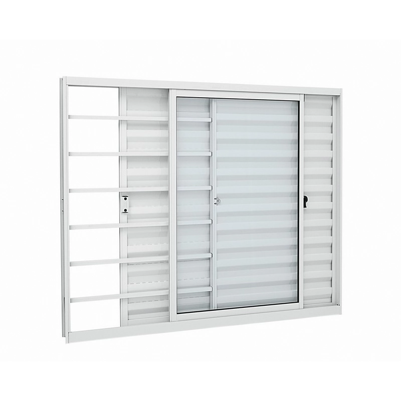 Janela Veneziana Em Alumínio Grade Horizontal 100x120 Cm 3 Folhas Direita Branca Alumislim Sasazaki