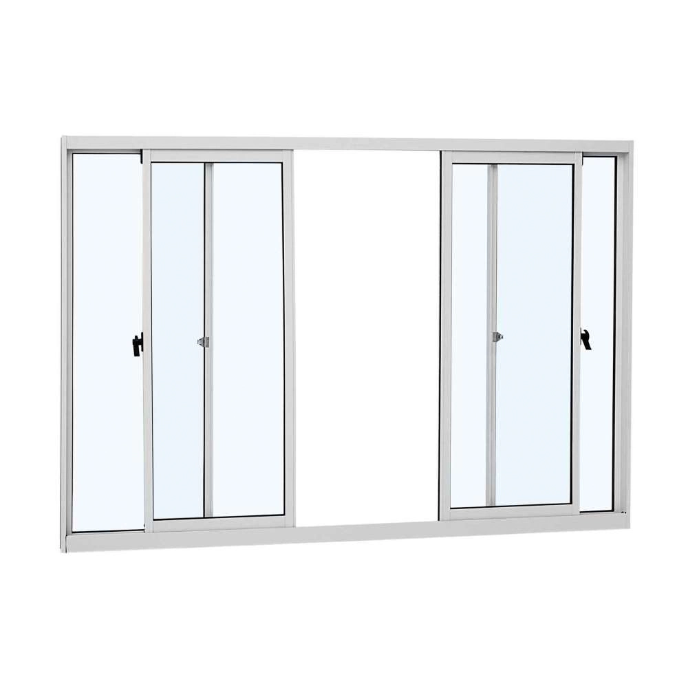 Janela De Correr Em Alumínio 100 X 150 X 4,74 Cm 4 Folhas Alumislim Sasazaki