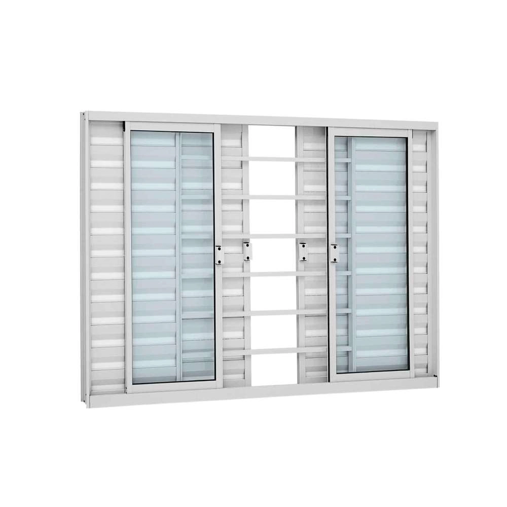 Janela Veneziana Grade Horizontal Em Alumínio 100 X 150 X 7,6 Cm 6 Folhas Alumislim Sasazaki