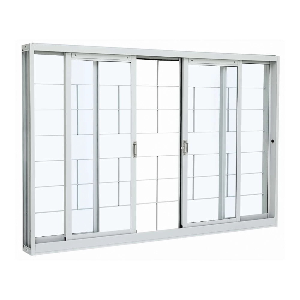 Janela De Correr Grade Quadriculada Em Aço 100 X 150 X 12 Cm 4 Folhas Kompacta Sasazaki