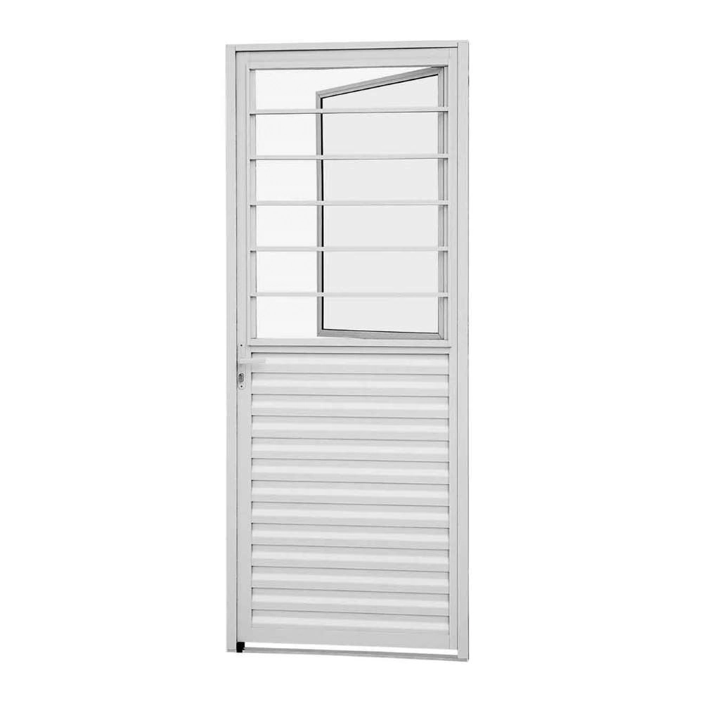 Porta Social De Giro Grade Horizontal Postigo Alumínio 215 X 87 X 3,15 Cm Direita Alumislim Sasazaki