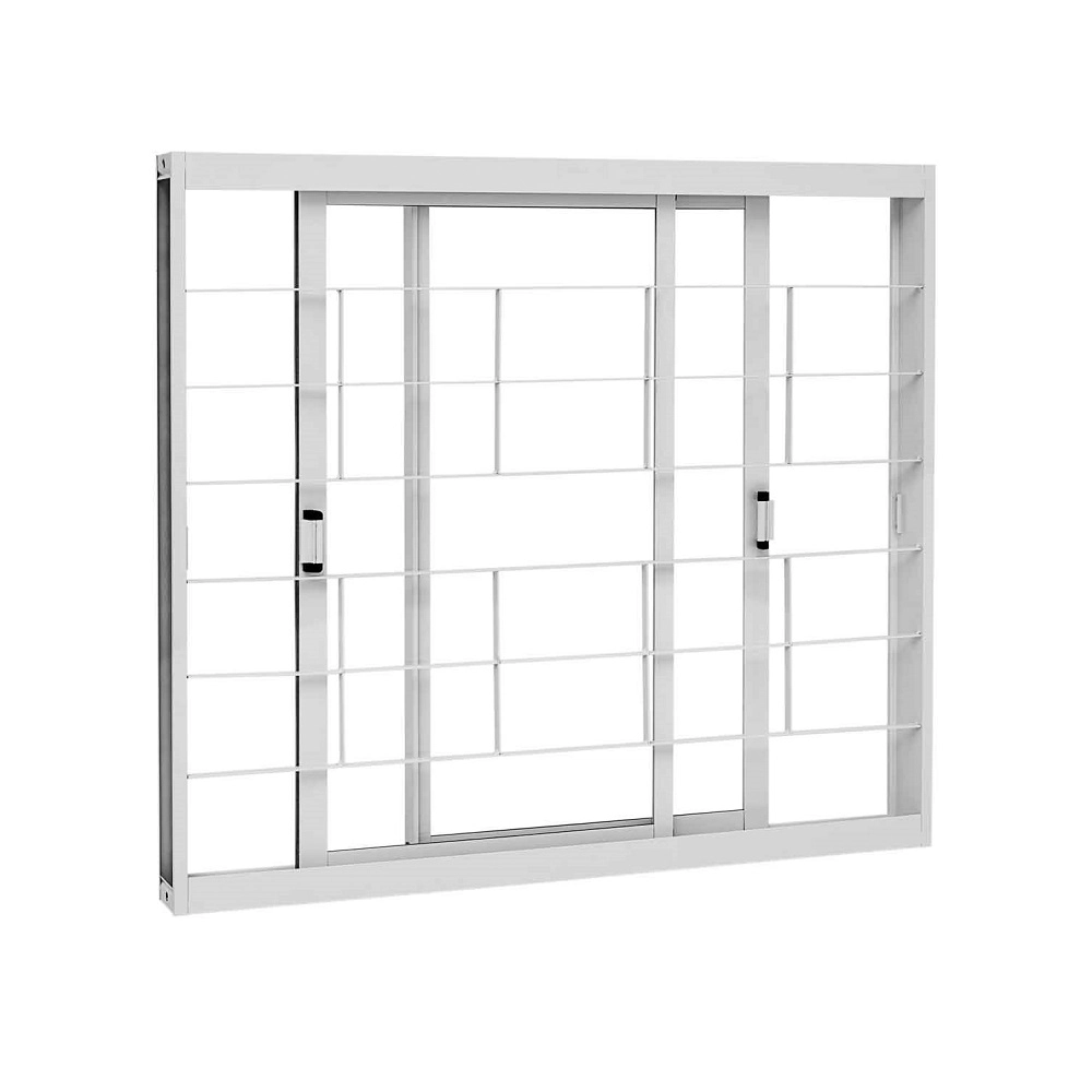 Janela De Correr Grade Quadriculada Em Aço 100 X 150 X 8,1 Cm 2 Folhas Móveis Kompacta Sasazaki