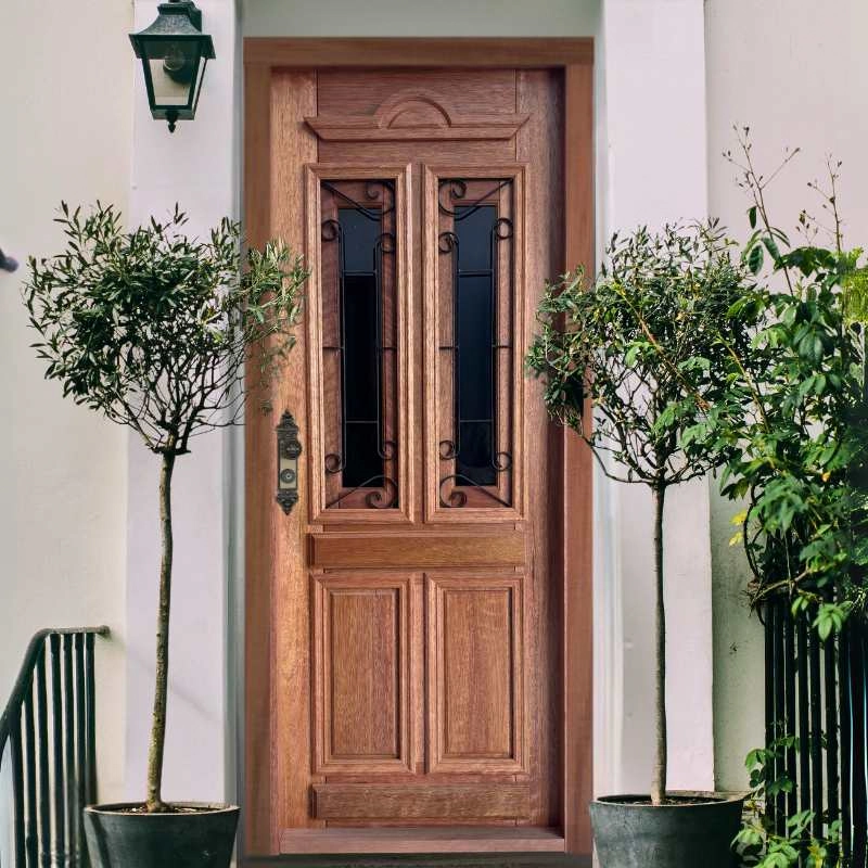 Porta Completa Duquesa C/ Grade 92x210cm Em Madeira Maciça Cedro Arana