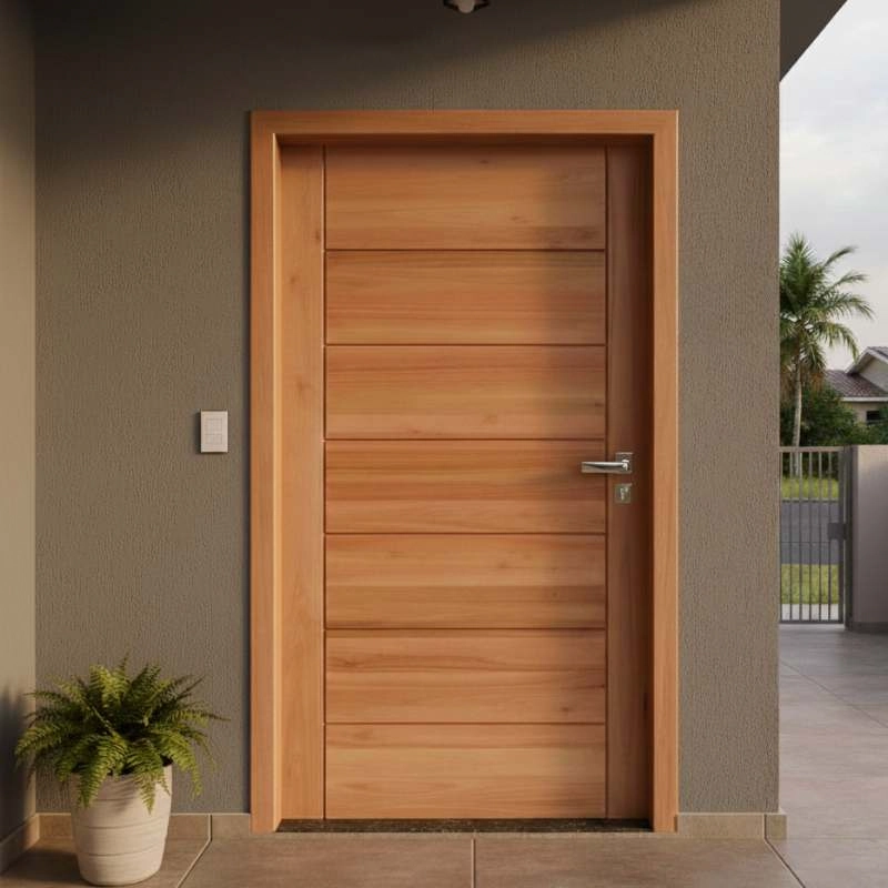 Kit Porta Completa Bbb 80x210cm Em Madeira Maciça Angelim Uniqdoor