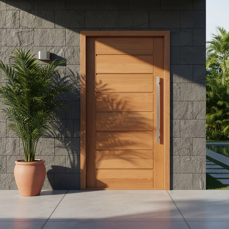 Kit Porta Completa Pivotante Bbb 120x210cm Em Madeira Maciça Tauari Uniqdoor