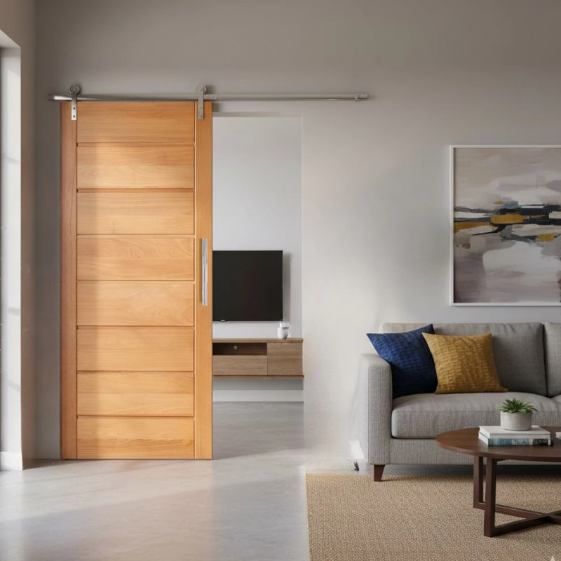 Kit Porta De Correr Completa Bbb 80x210cm Em Madeira Maciça Tauari Uniqdoor