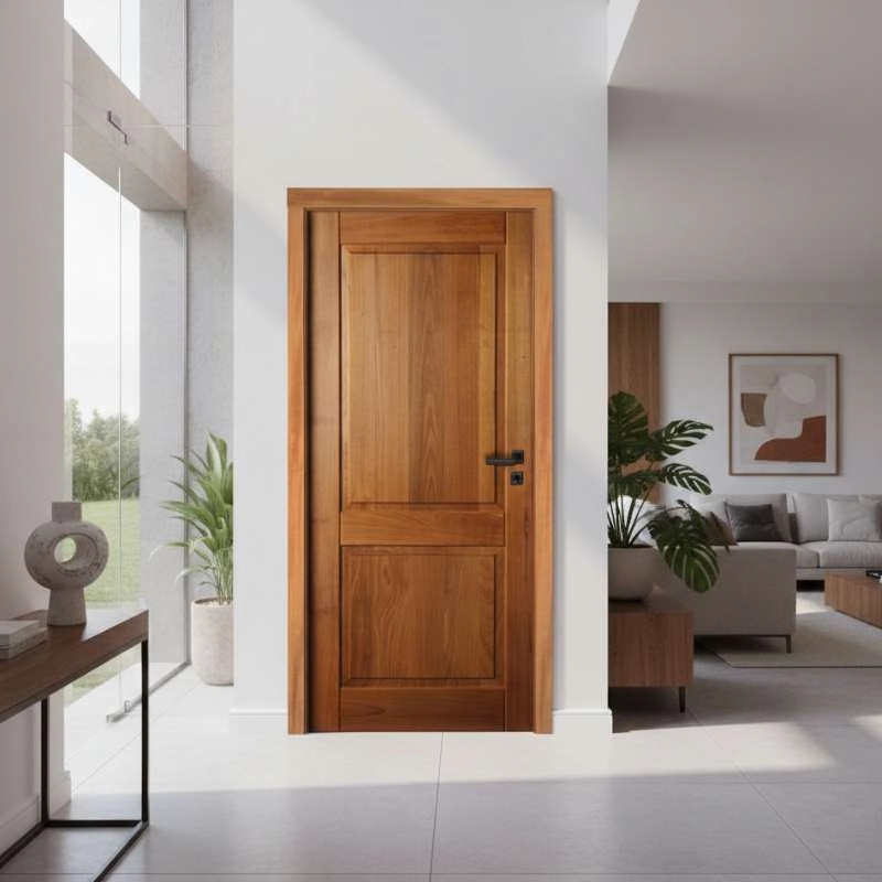 Kit Porta Completa Viena 80x210cm Fechadura Preta Em Madeira Maciça Tauari Uniqdoor