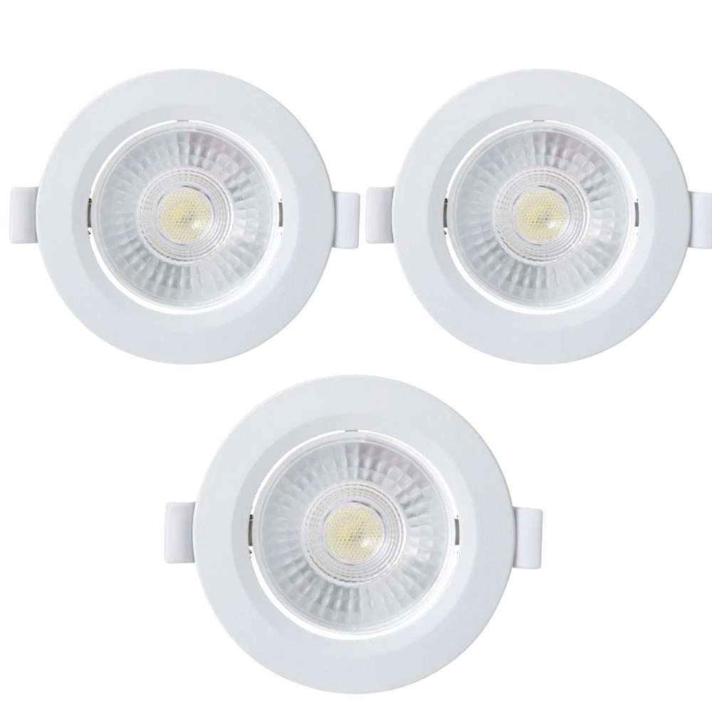 Kit 3 Spot Embutir Taschibra Alltop Redondo Led 5w 3000k