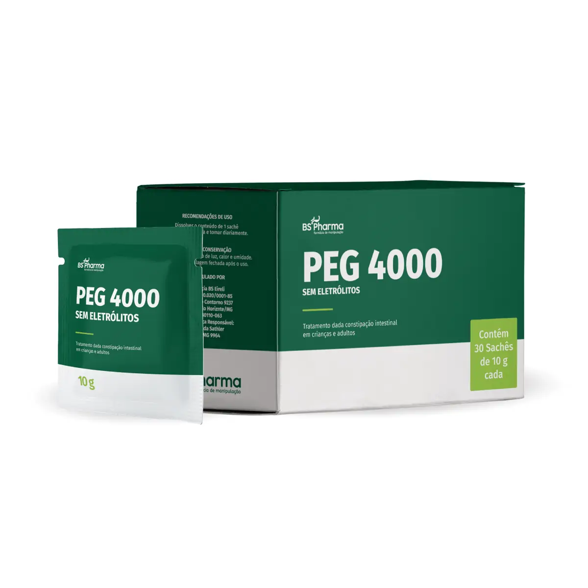 PEG 4000 Polietilenoglicol 10 gramas 30 Sachês BS Pharma