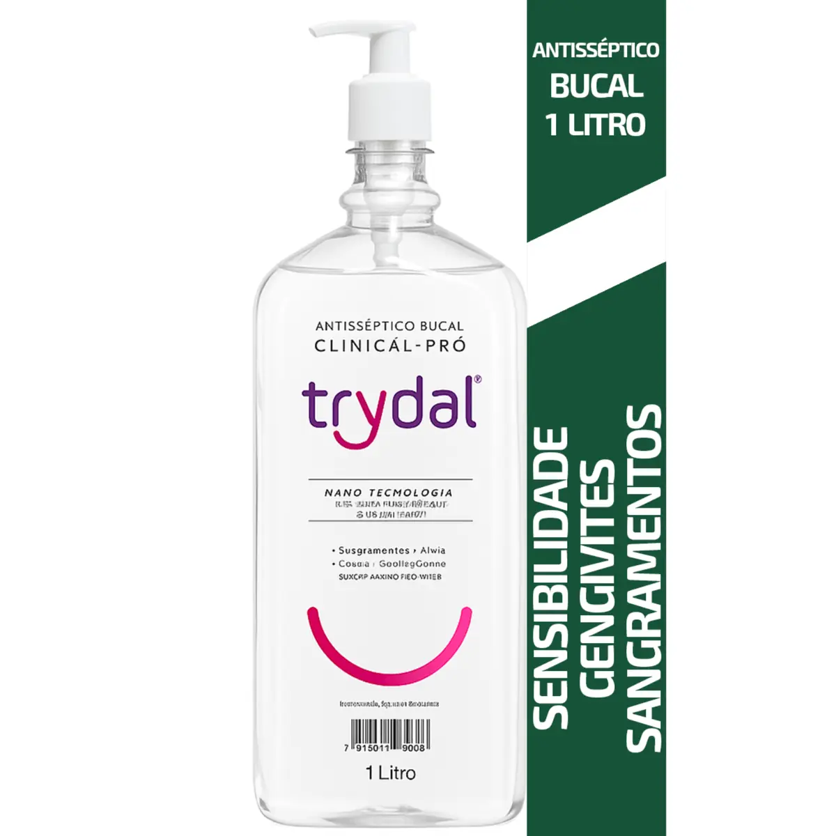 Enxaguante Bucal Trydal Clinical-Pro 1L Nanotecnologia Cloramina-T Combate Cáries Prevenção Placas P