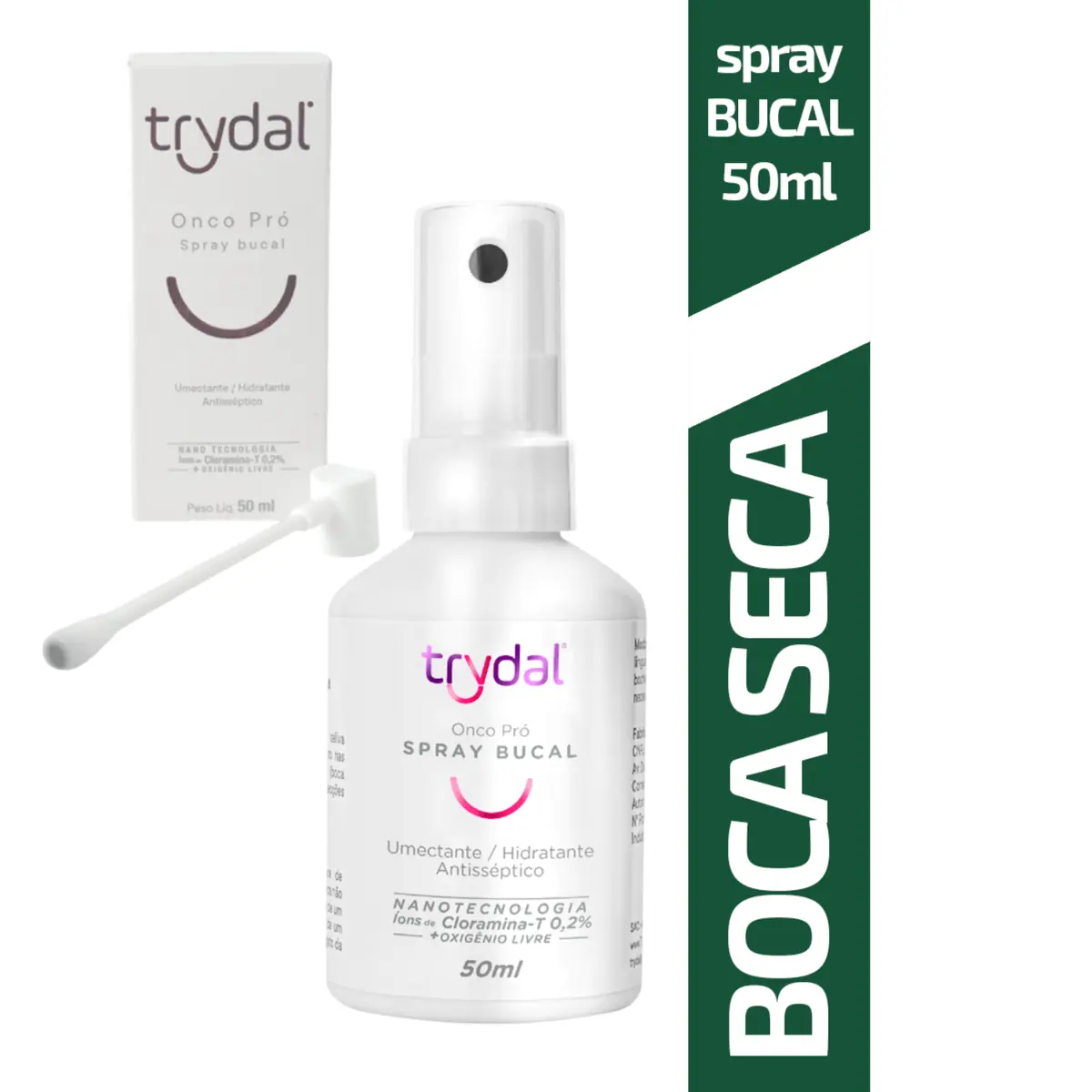 Spray Bucal Trydal Onco-Pro 50ml Proteção Avançada Nanotecnologia Cloramina-T Saliva Artificial Prev