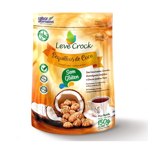 Biscoito Sequilho Coco Zero Lactose Sem Glúten Leve Crock Pouch 150g