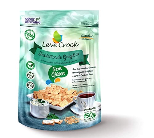 Biscoito Tabletito Salgado Gergelim Sem Glúten Leve Crock 150g