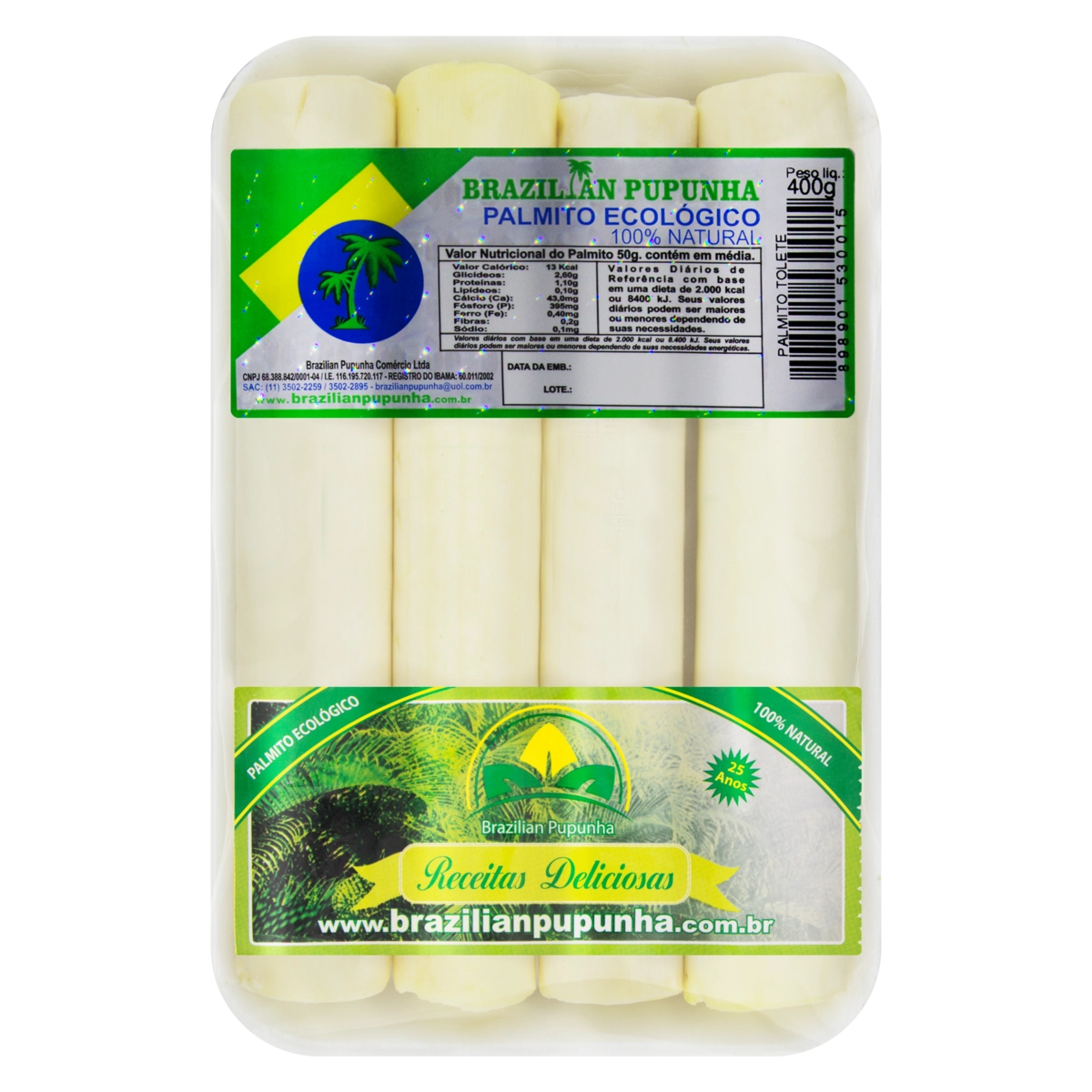 Palmito Tolete Ecológico Brazilian Pupunha 400g