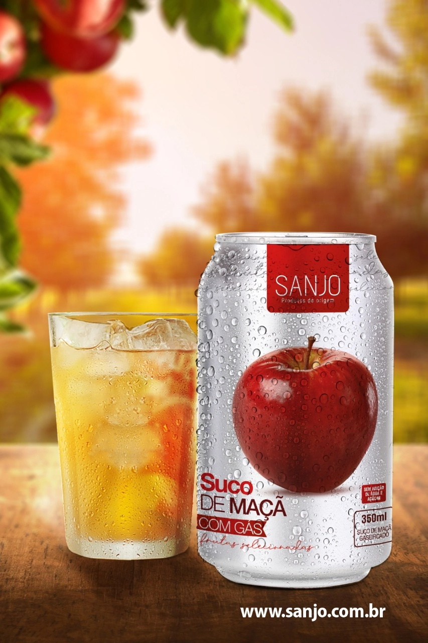 Suco Maça C/gas Sanjo Lata 350ml