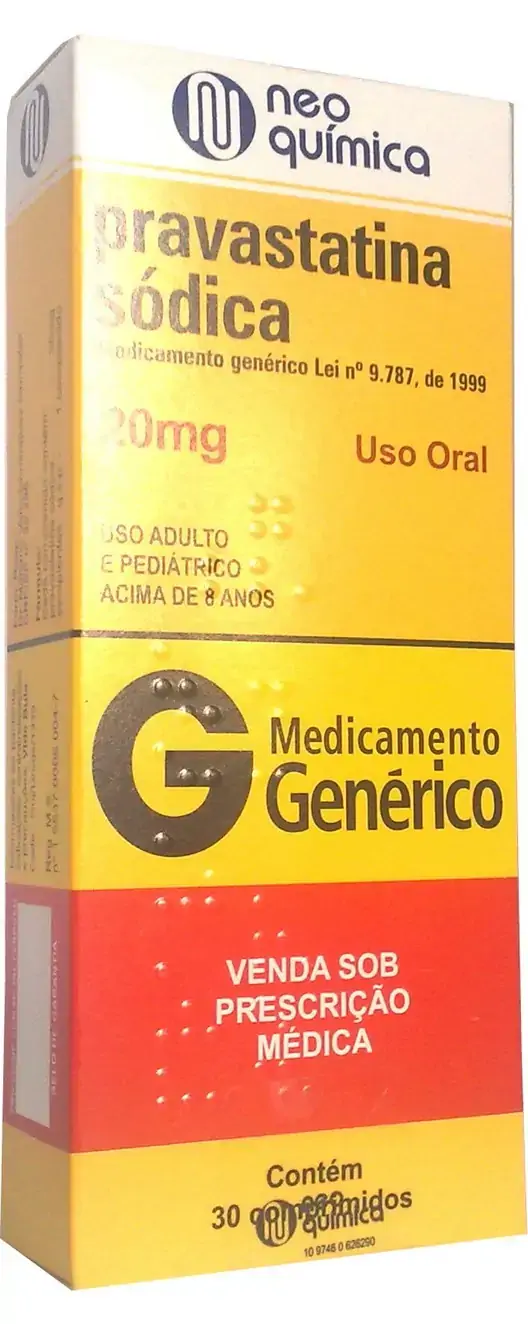 Pravastatina Sódica 20 Mg 30 Comprimidos Genérico