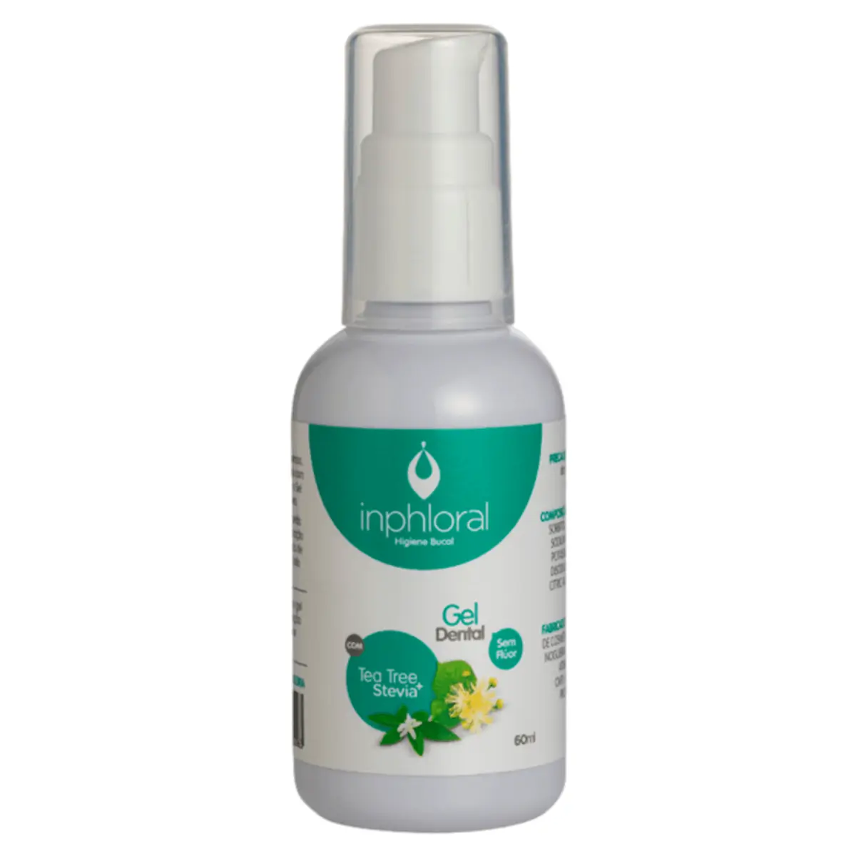 Gel Dental Inphloral Tea Tree e Stevia 60g - Pasta de Dente Gel Inphloral Tea Tree e Stevia 60g