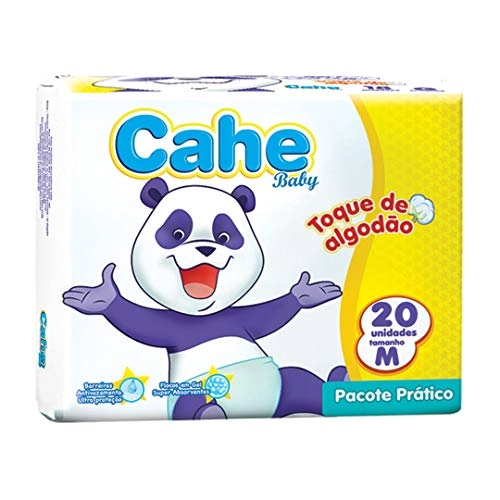 Fralda Infantil Toque De Algodão Pratica, Cahe Baby, M, Pacote De 20