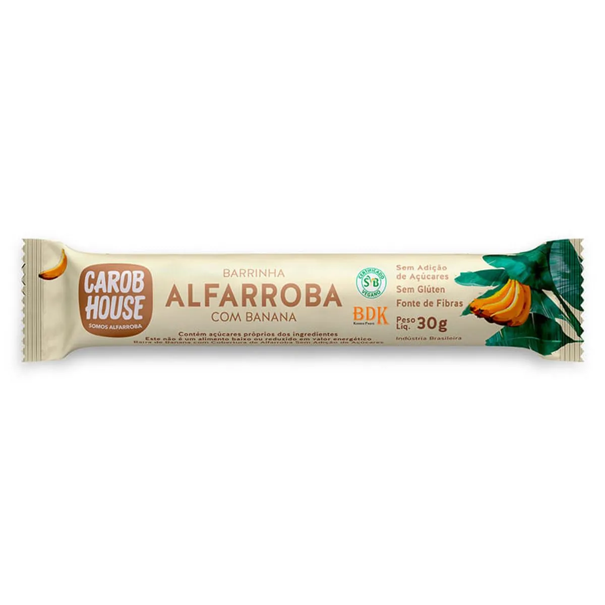 Barra De Frutas Alfarroba Com Banana Carob House Pacote 30g